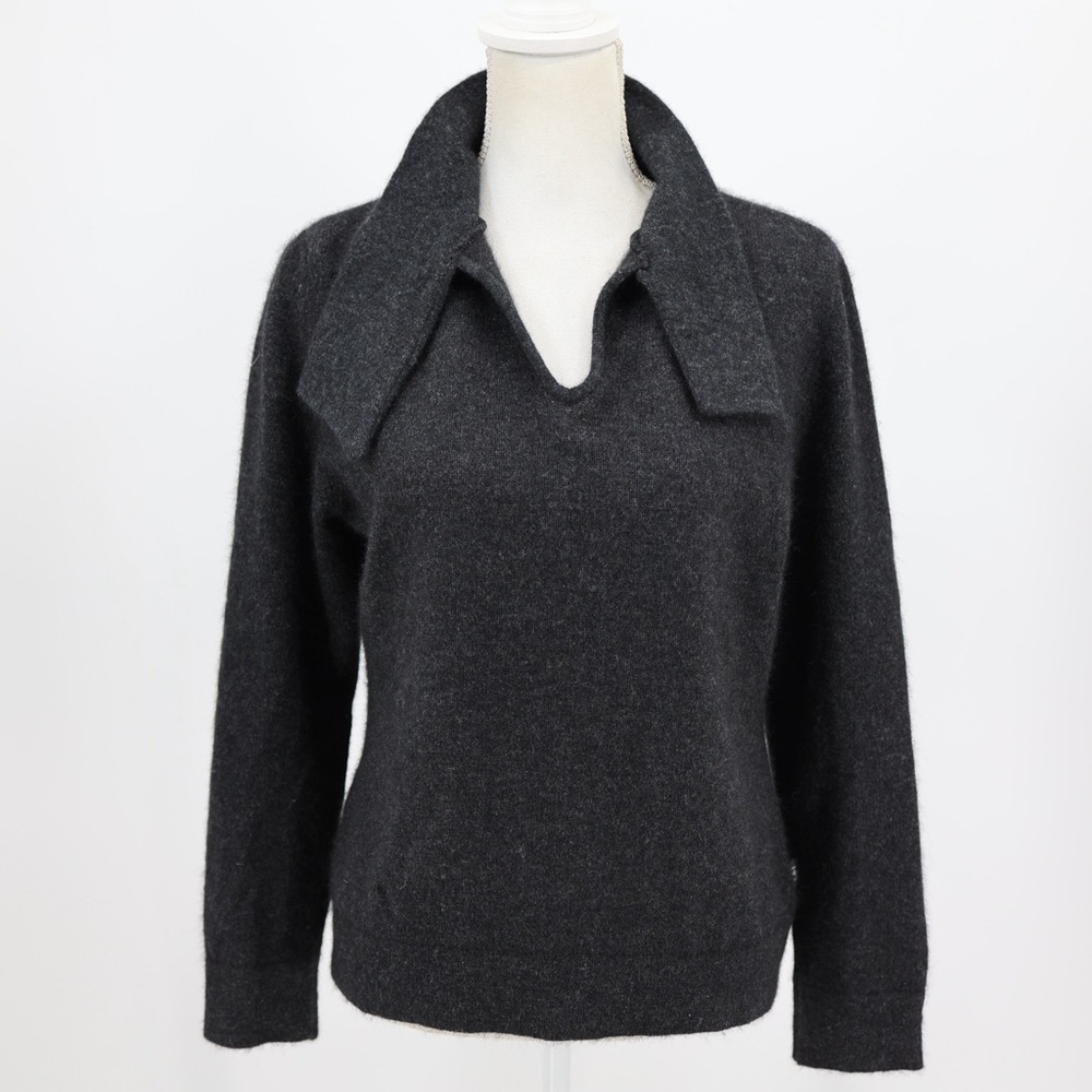 Merinomink Merino Wool Possum Fur Sweater Charcoal Collared Knit New Zealand M